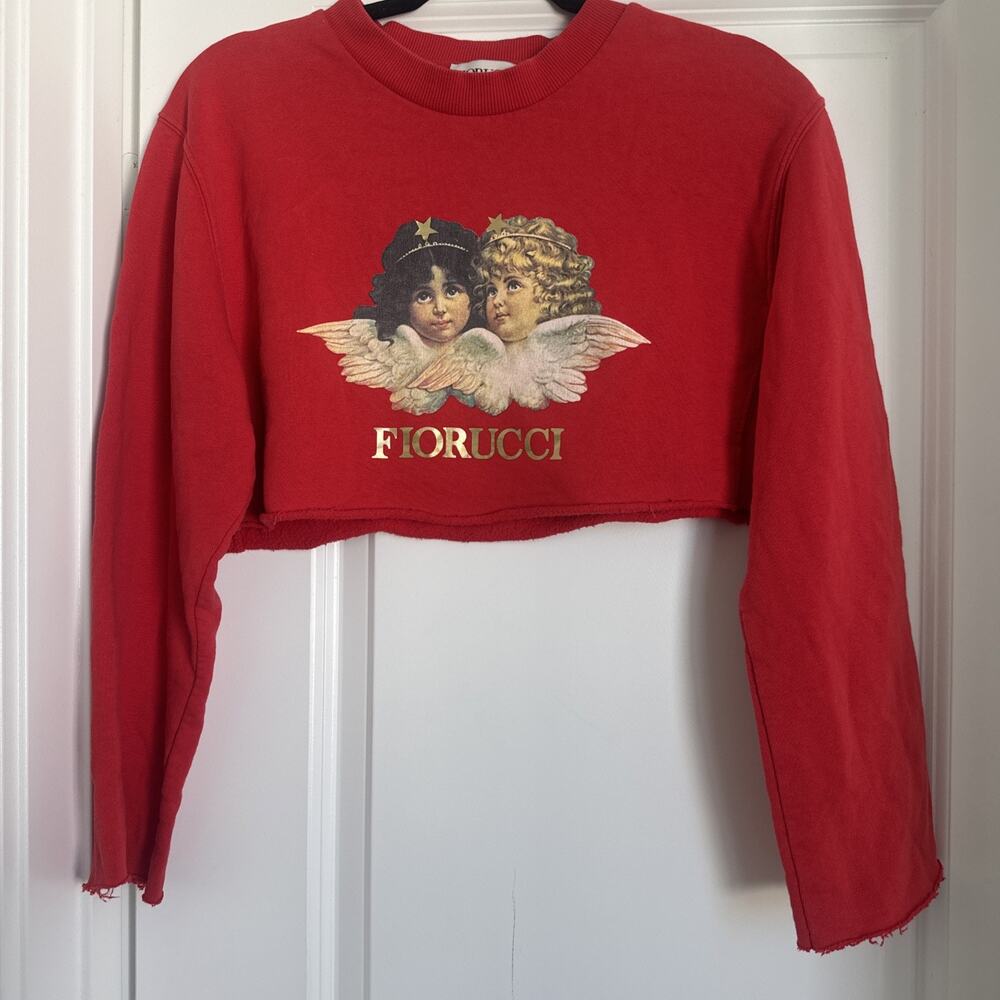 Fiorucci Angels DIY Cropped Medium Red Sweatshirt Sweater Medium Italy *read